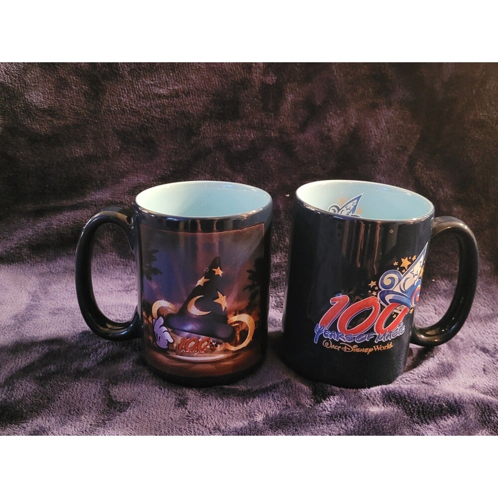 Set of 2 Walt Disney World 100 Years of Magic Sorcerer Mickey Hat Mugs